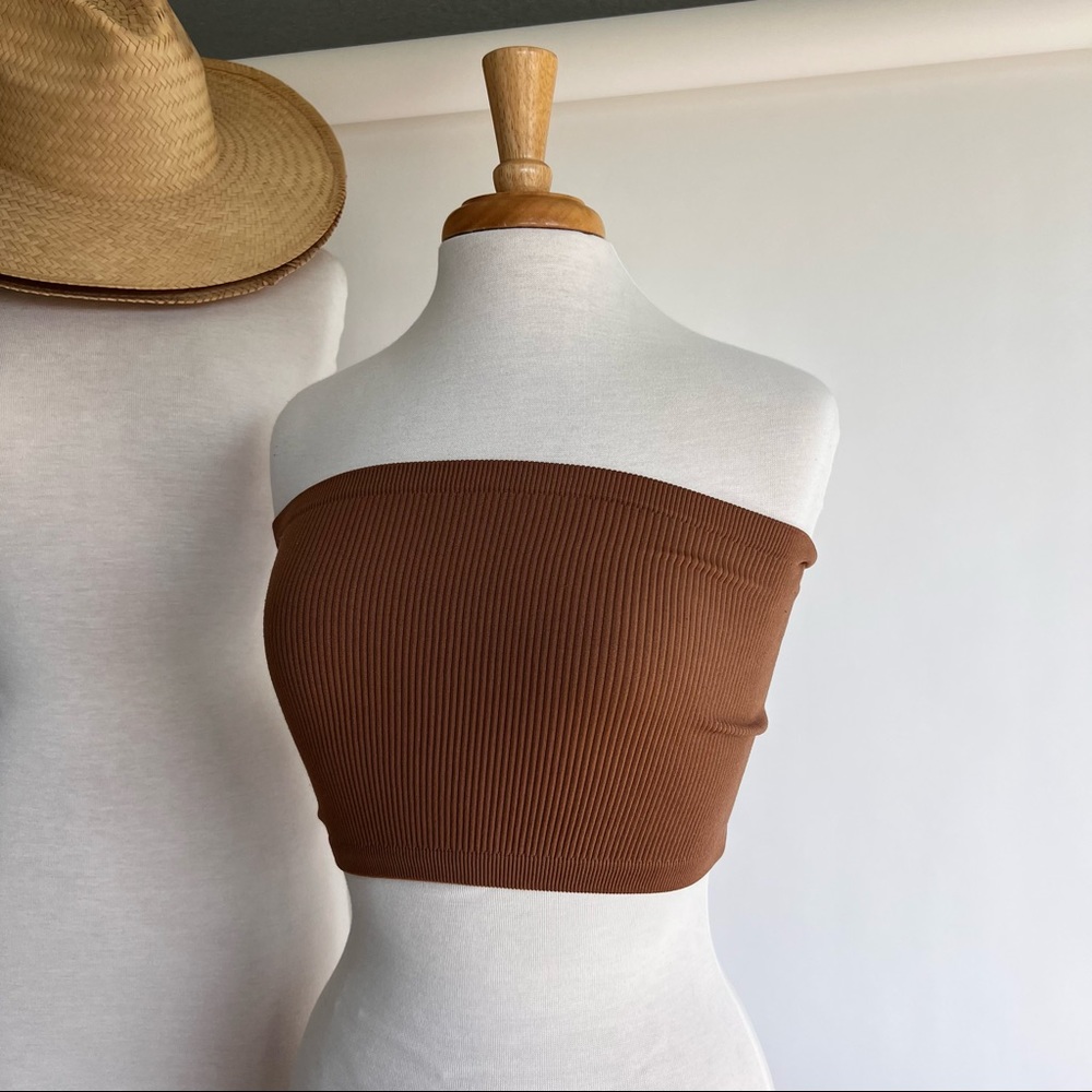 SOLD ❌ BROWN RIBBED TUBE TOP NWOT - Picture 4 of 4